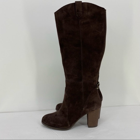 UGG Koolaburra Elinda Knee High Boots NEW Suede Brown Block Heel Western - Picture 8 of 14
